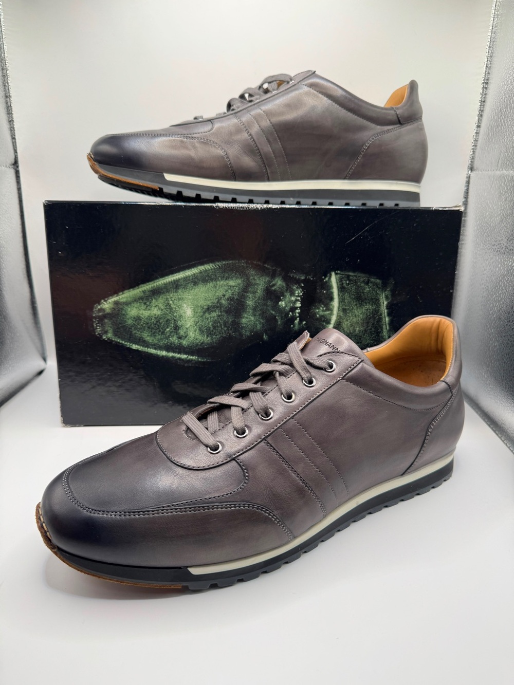 Magnanni Ibiza Gray Leather Sneakers Men’s US 15 EU 48 Made in Portugal